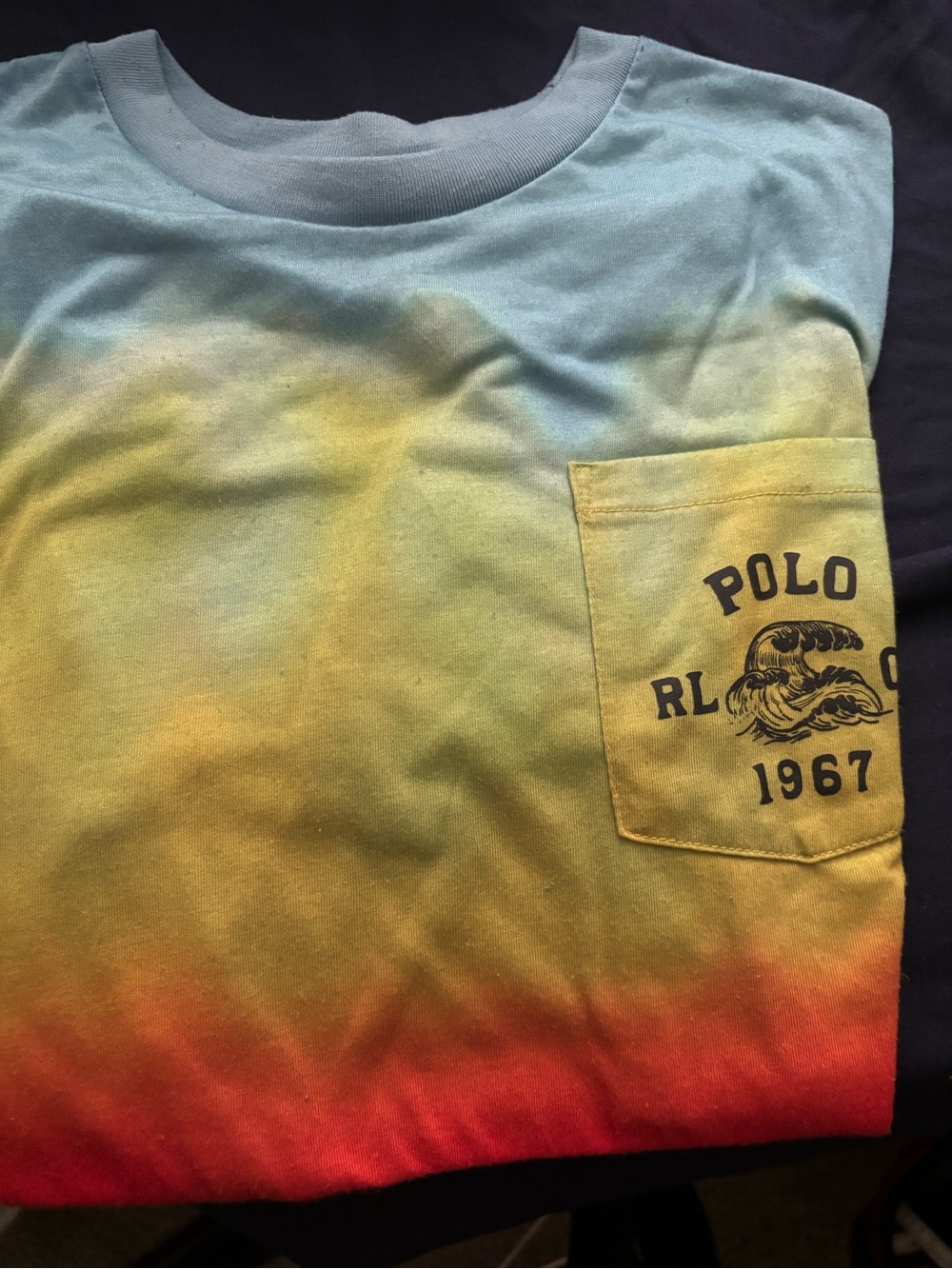 Polo RL 1967 Ombre Pocket Tee - Blue Yellow Red